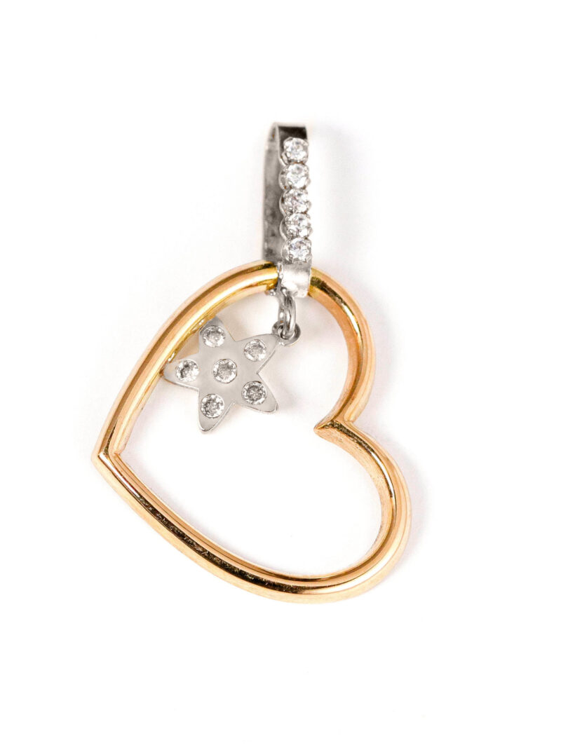 Colgante Oro 18K Bicolor Corazón y Estrella