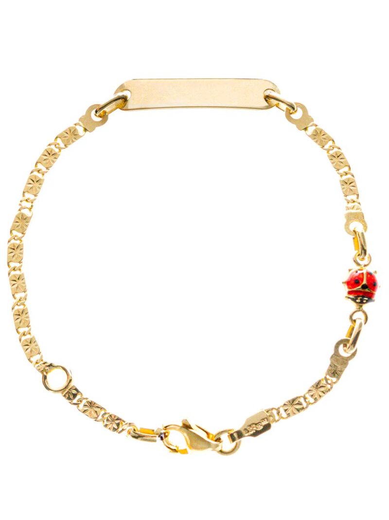Pulsera bebé Oro 18k Chapa y Mariquita