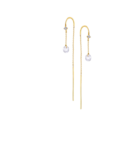 Pendientes Oro 18K con Cadenita y Topacio Blanco LeCarré