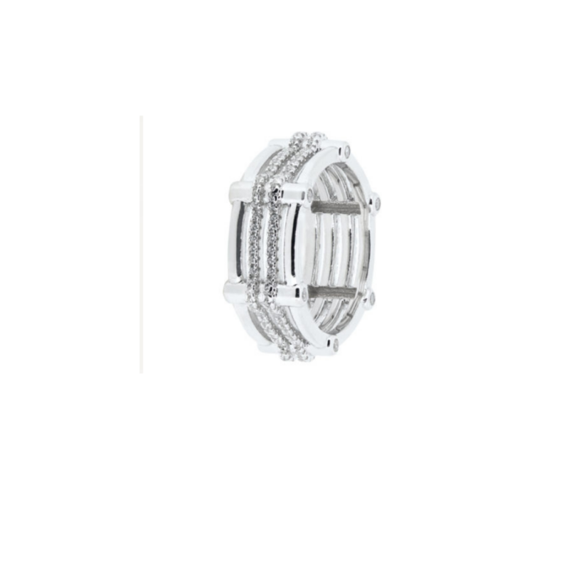 Anillo Plata 1ª Ley Circonitas Hexagonal
