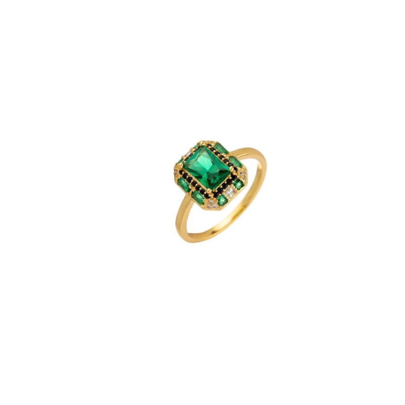 Anillo fino MARLENNE - Verde / Oro AGATHA