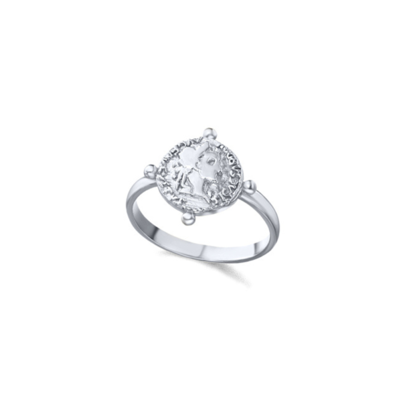 ANILLO MONEDA SILUETA CARA RODIO LeCarré