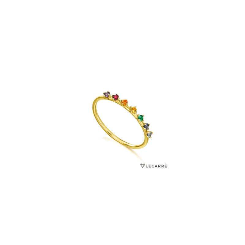 ANILLO ORO AMARILLO TOPACIOS MULTICOLOR LeCarré