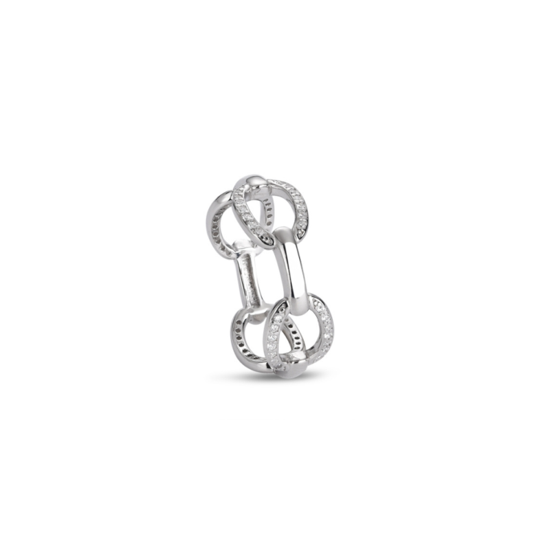 Anillo Eslabones de circonita piezas ovales combi brillo