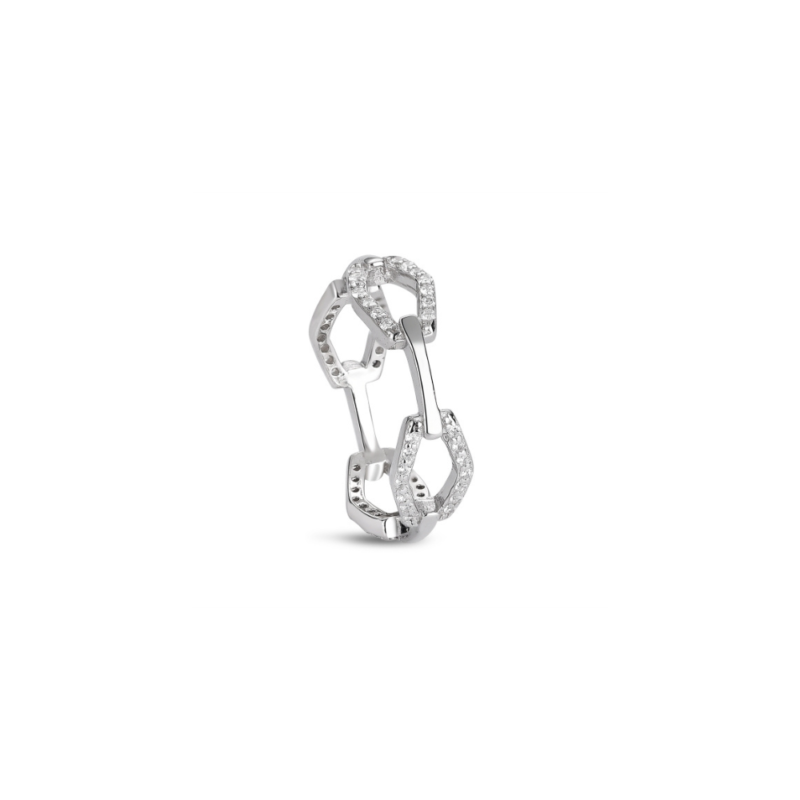 Anillo Eslabones de circonita piezas hexagonales combi brillo