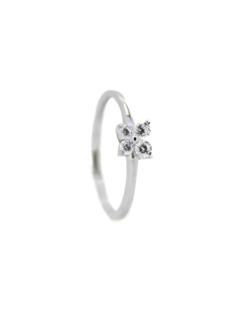 Anillo comunión mariposa circonitas oro blanco 18k