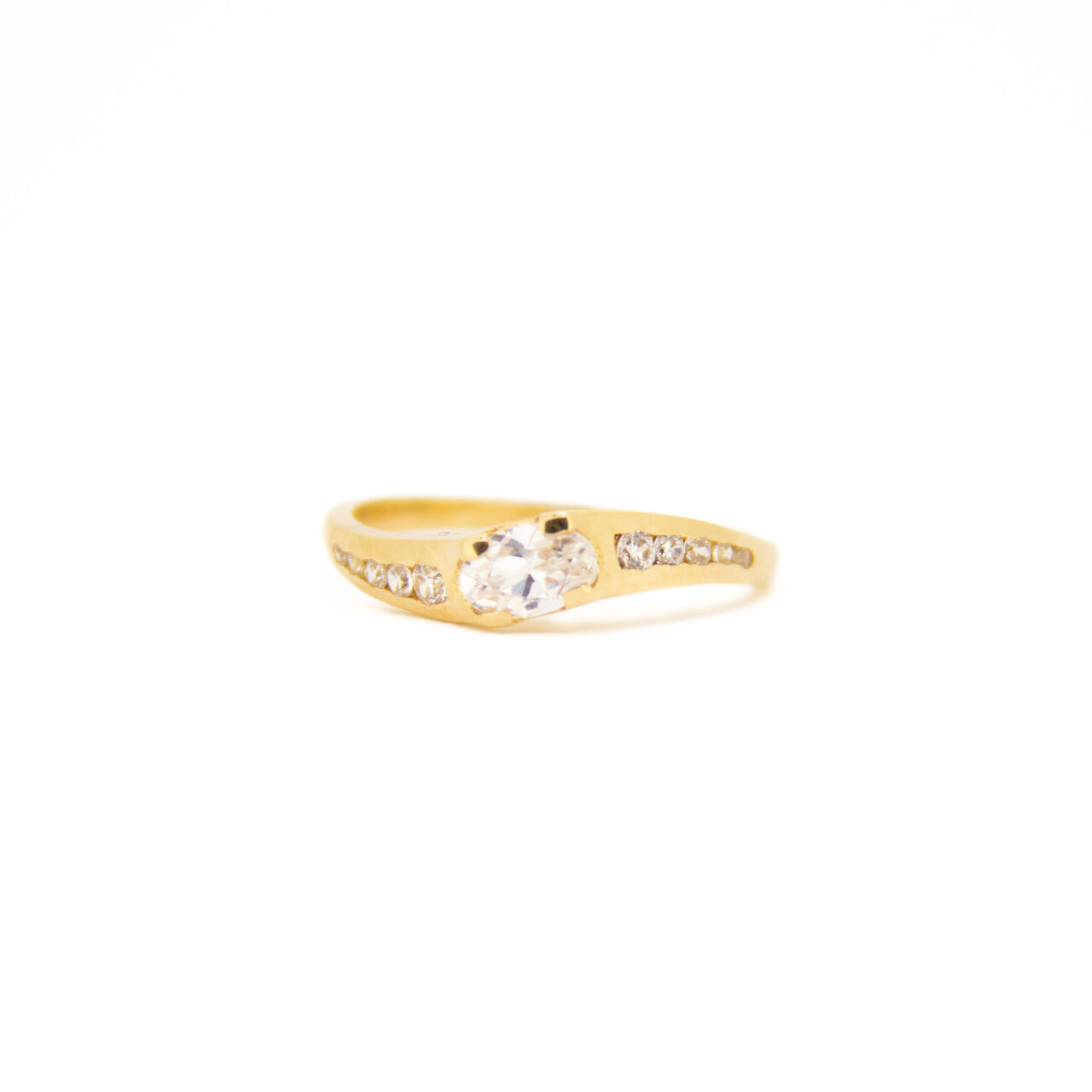 Anillo solitario oro18k girado con circonitas - Imagen 5
