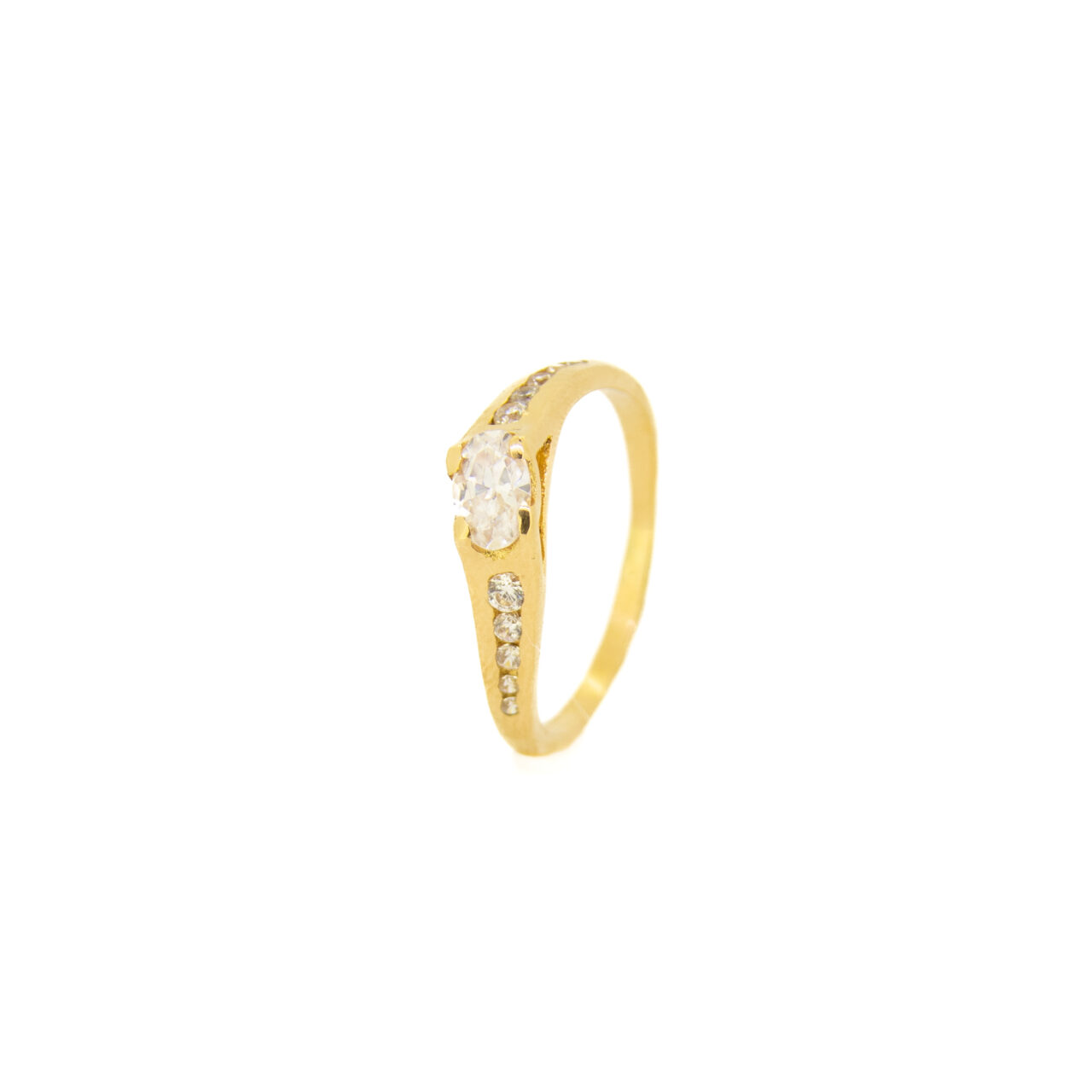 Anillo solitario oro18k girado con circonitas