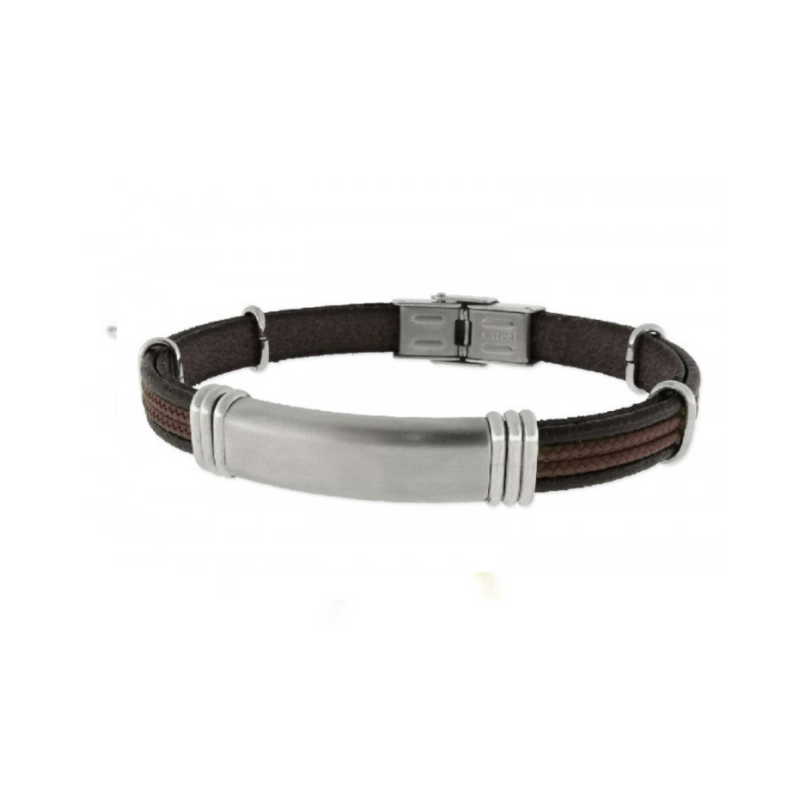 PULSERA LISKA CABALLERO PIEL ACERO MARRON