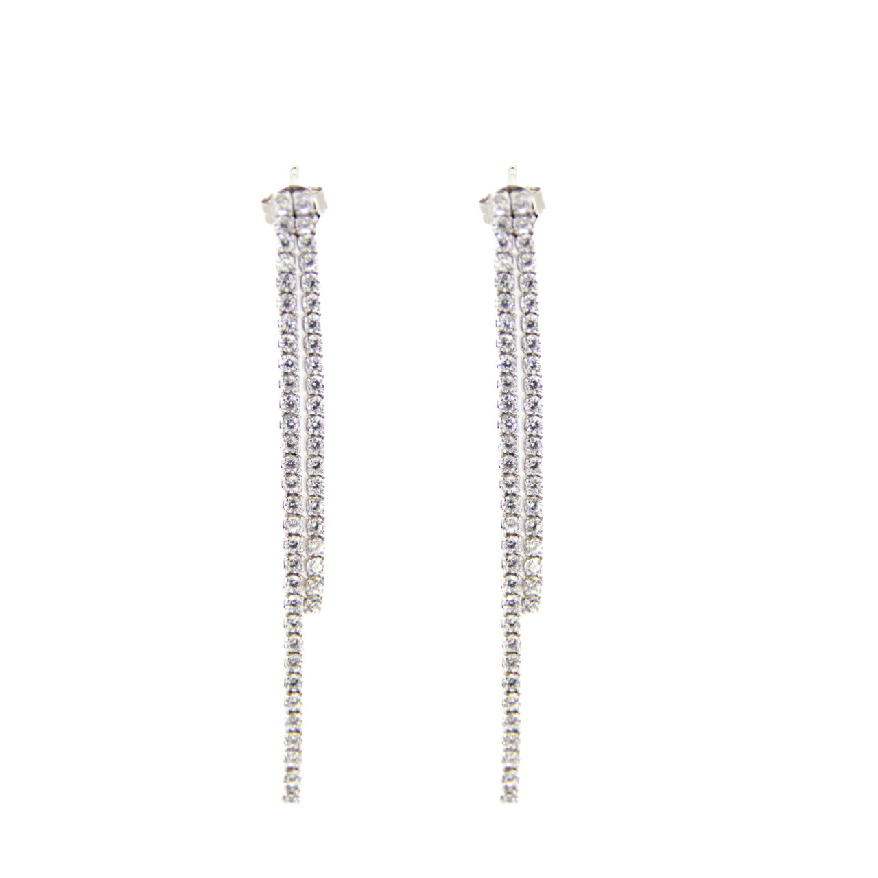 PENDIENTE PLATA 1ºLEY ROD LARGOS DOS CADENAS CIRCONITAS