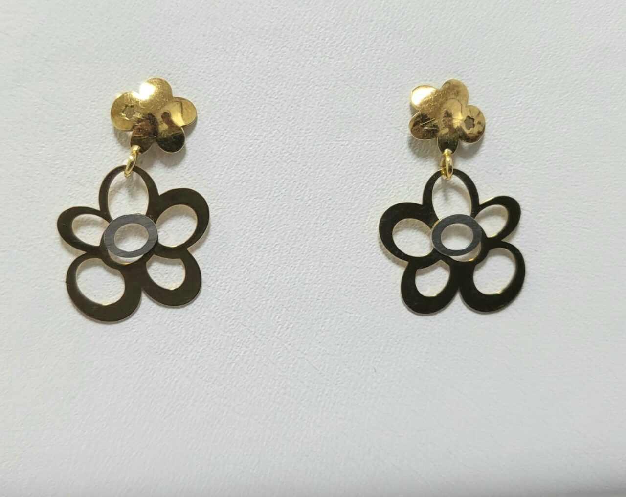PENDIENTES ORO  18K PRESIÓN FLOR