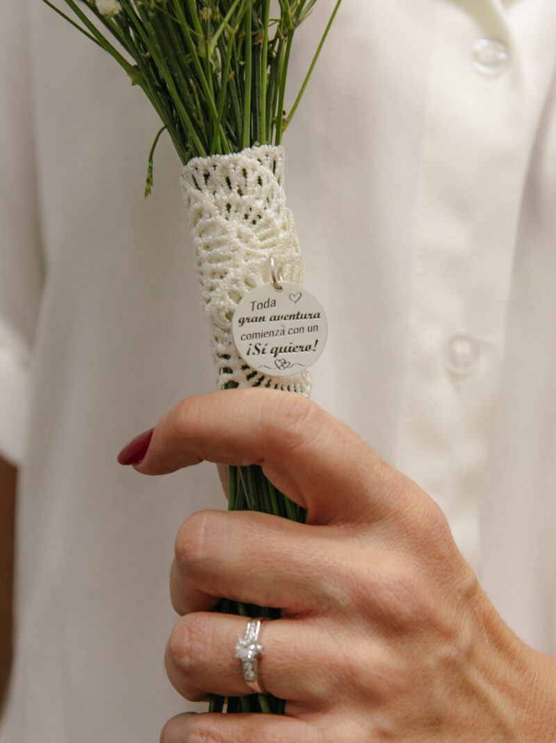 Chapa plata 1º ley personalizable para el ramo de novia