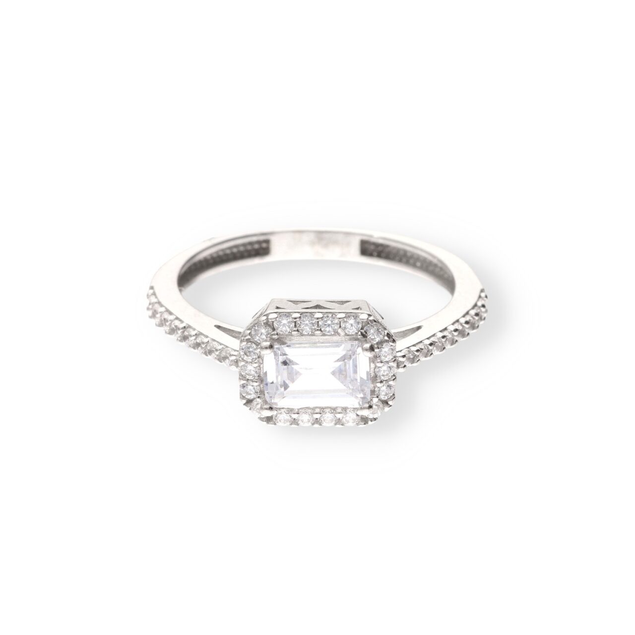 ANILLO ORO BLANCO 18K CIRCONITAS RECTANGULAR
