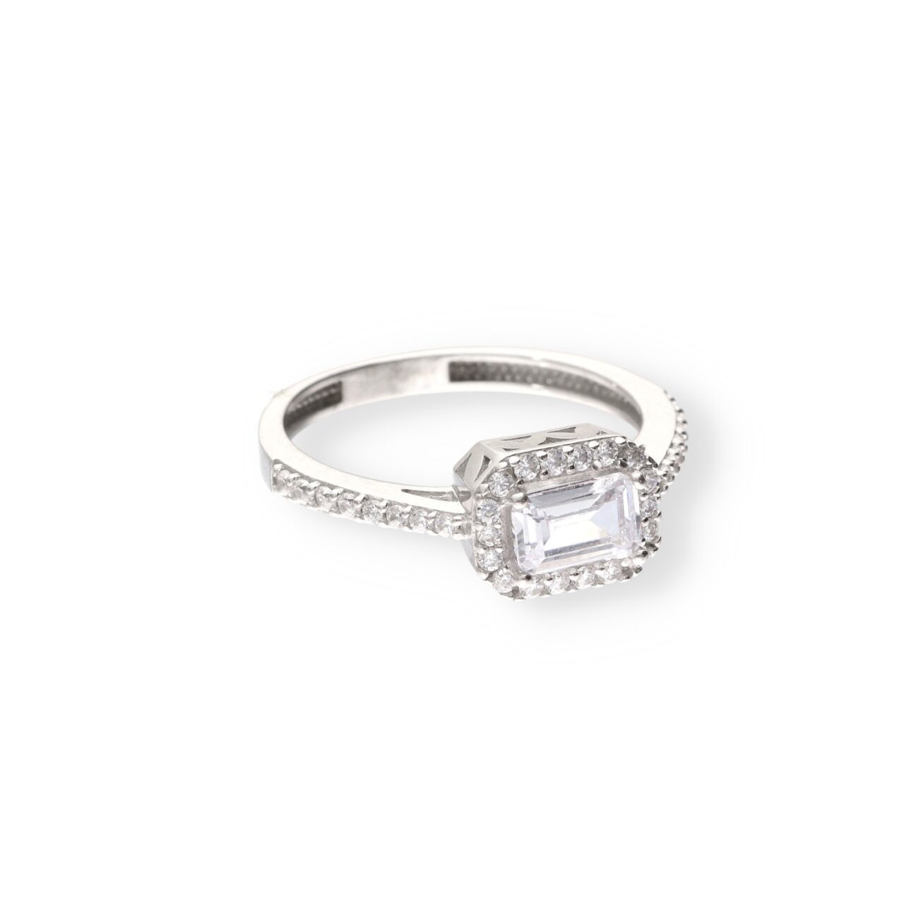 ANILLO ORO BLANCO 18K CIRCONITAS RECTANGULAR - Imagen 2