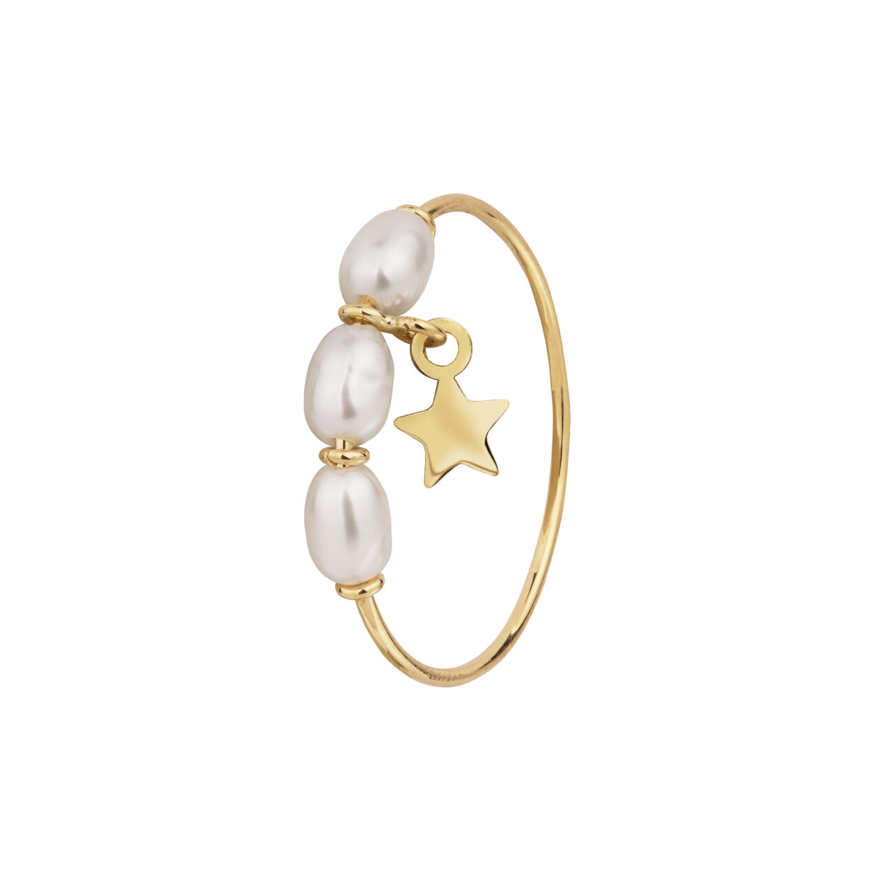 ANILLO HILO MULTIFUNCIONAL PERLA 4X3 GRANO ESTRELLA ORO 18K