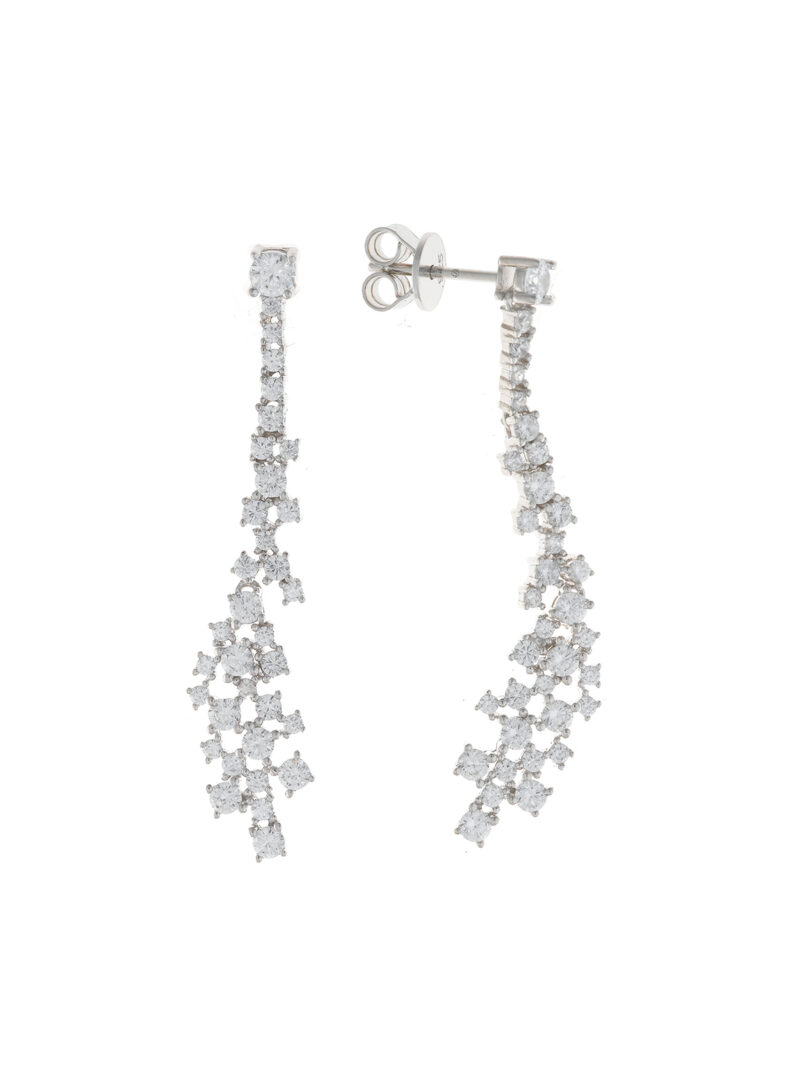 PENDIENTES  PLATA RODIO CASCADA CHATONES CIRCONITAS SALVATORE