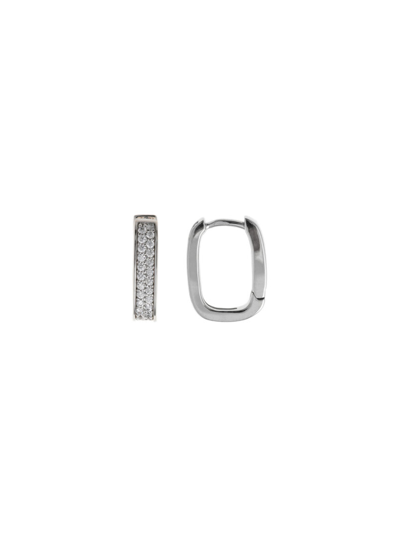 PENDIENTES  PLATA RODIO AROS OVALADO CIRCONITAS SALVATORE