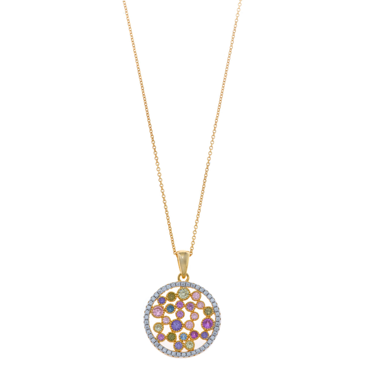 COLLAR PLATA CHAPADO DORADO REDONDO CIRCONITAS SALVATORE