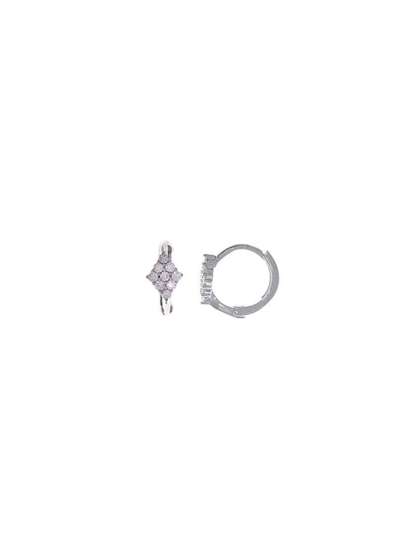 PENDIENTES  PLATA RODIO ROMBO CIRCONITAS BLANCAS SALVATORE