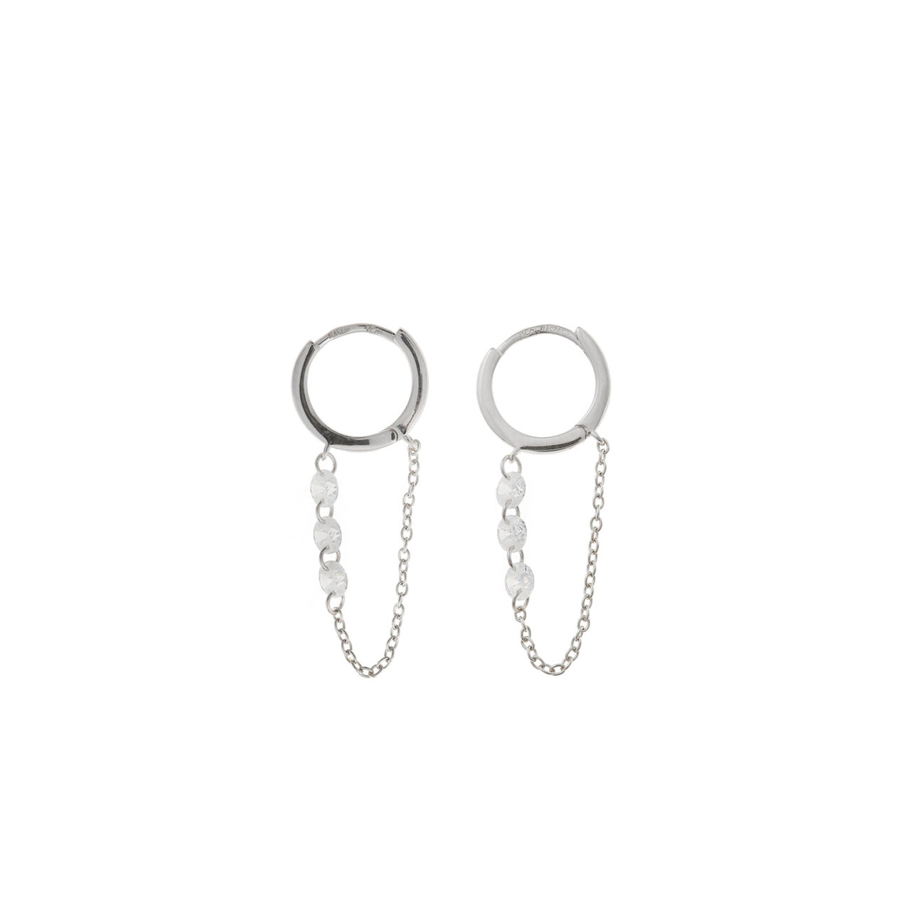 PENDIENTES PLATA CHAPADO DORADO O PLATA  AROS TRES CIRCONITAS SALVATORE - Imagen 2