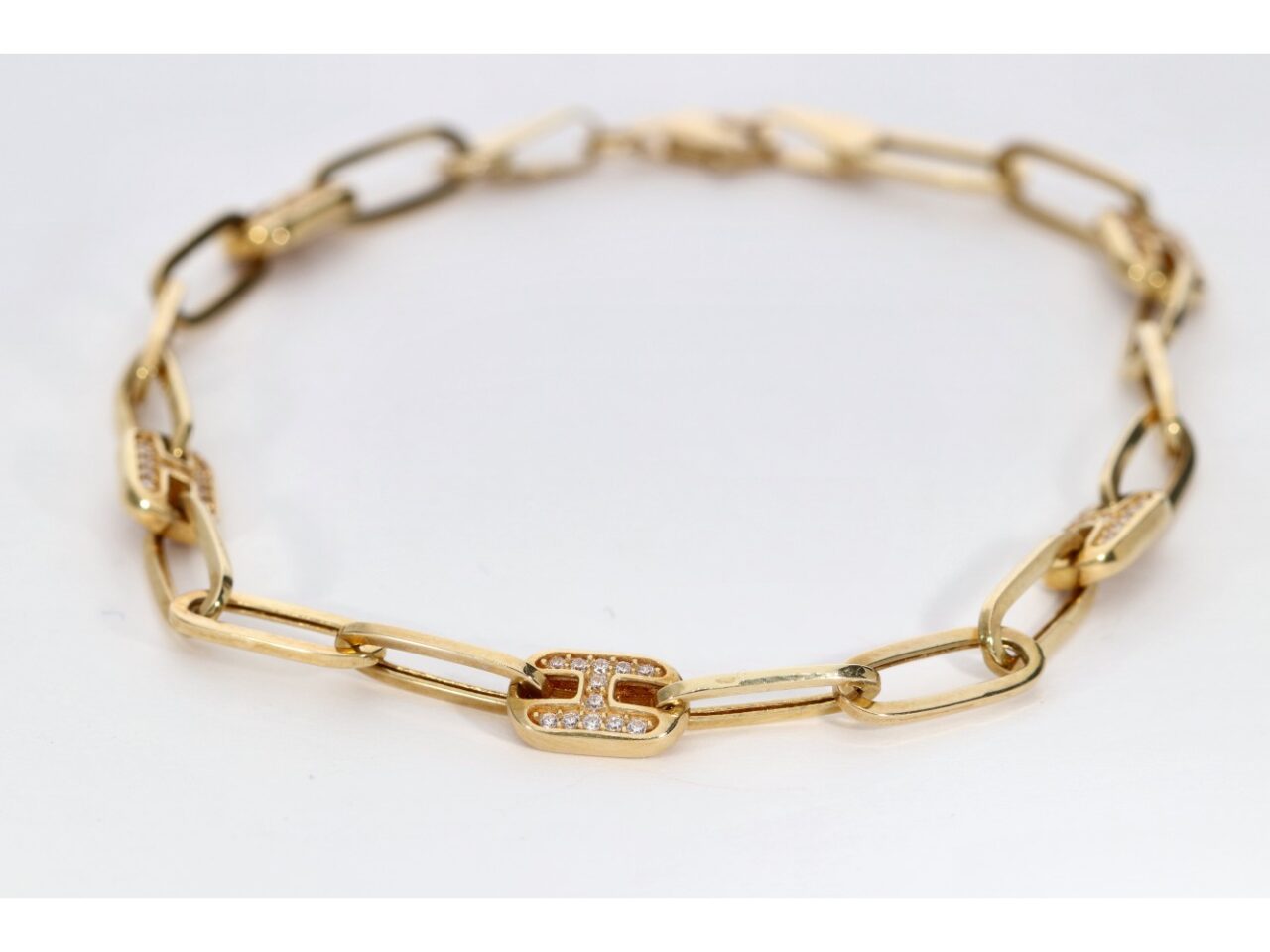 PULSERA ORO 18K ESLABONES CIRCONITAS
