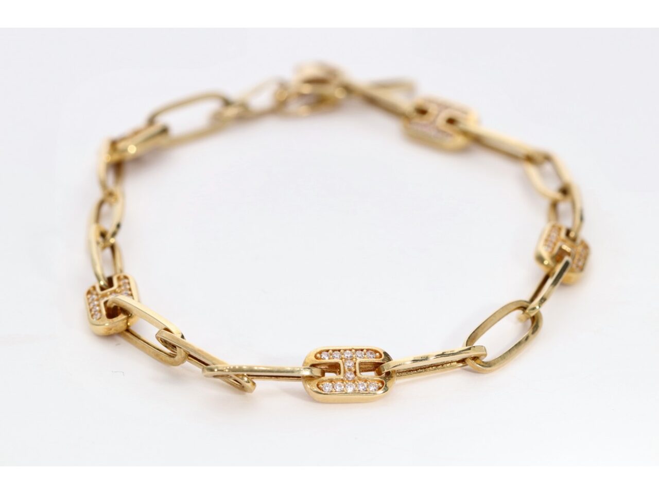 PULSERA ORO 18K ESLABONES CIRCONITAS - Imagen 4