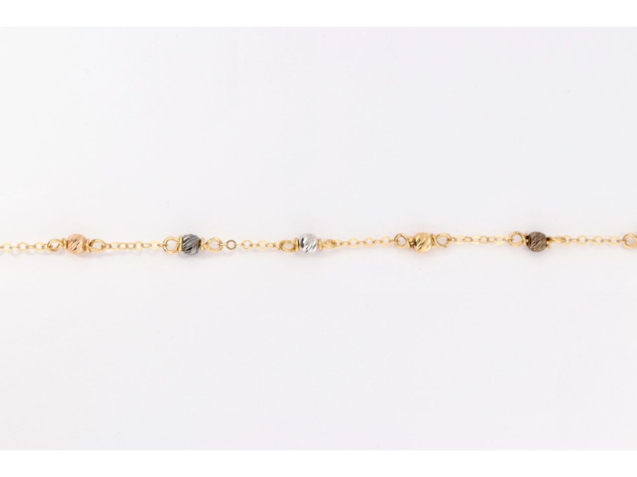 PULSERA ORO 18K CADENA Y BOLAS FACETADAS TRICOLOR - Imagen 3