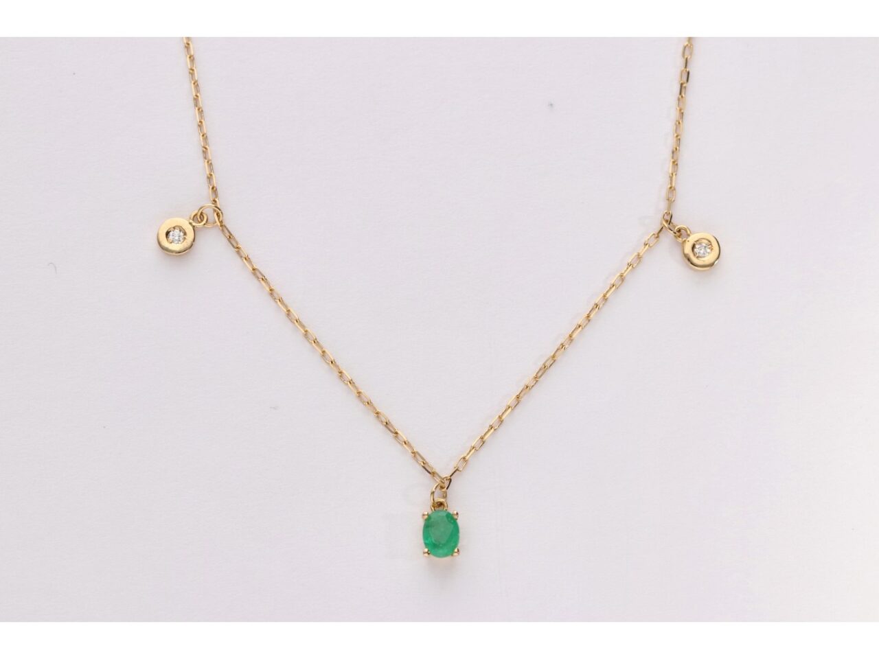 GARGANTILLA ORO 18K ESMERALDA Y BRILL. 0.02 CT.