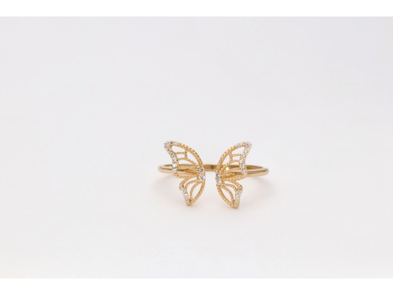 SORTIJA ORO 18K MARIPOSA CIRCONITAS